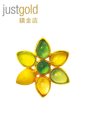justgold镇金店五彩中国莲黄金足金吊坠1517361Y