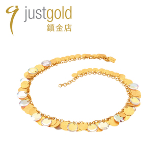 justgold镇金店秋叶整圈片黄金足金套链项链1418861Y