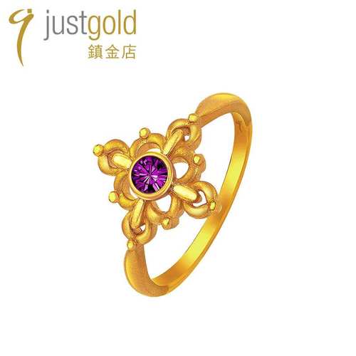 justgold歌德十架足金戒指