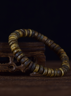 【油线清晰】9分沉越南芽庄老料绿奇楠4.93克随型单圈7mm沉香手串