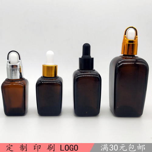 方形精油瓶空瓶滴管盖玻璃分装瓶