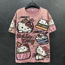 2025春夏新款HelloKitty猫甜美减龄短袖T恤女宽松休闲中长款上衣
