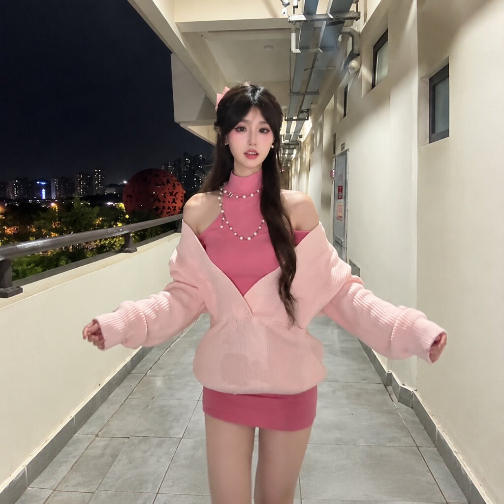 0101同款秋季纯欲毛衣连衣裙套装