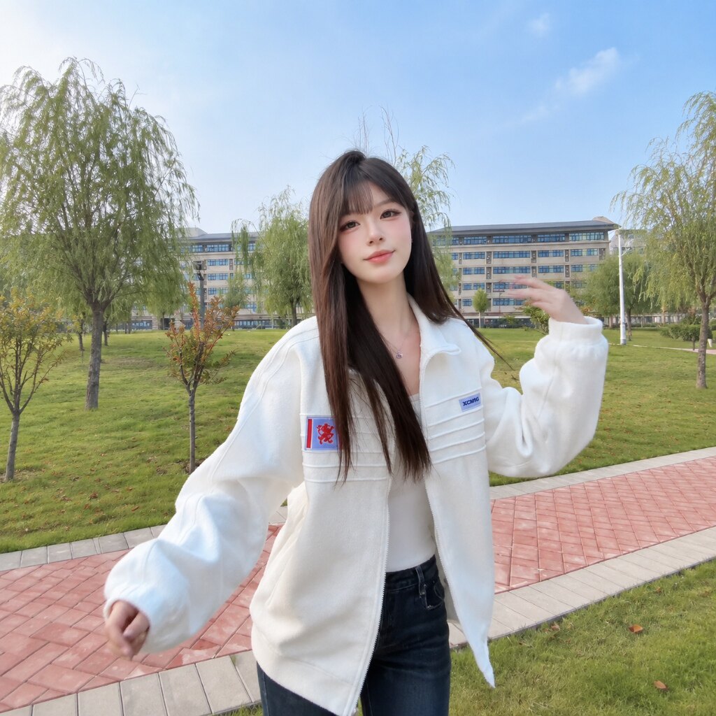 GGbo同款美式徽章立领白色外套潮