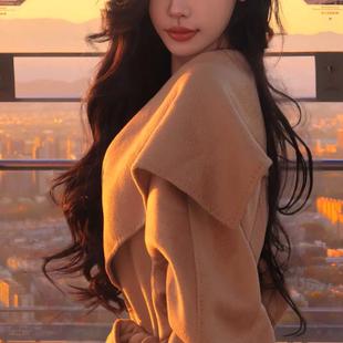 迪迪不畏同款现货毛呢外套【超显瘦系列】美拉德驼色大衣秋冬季新