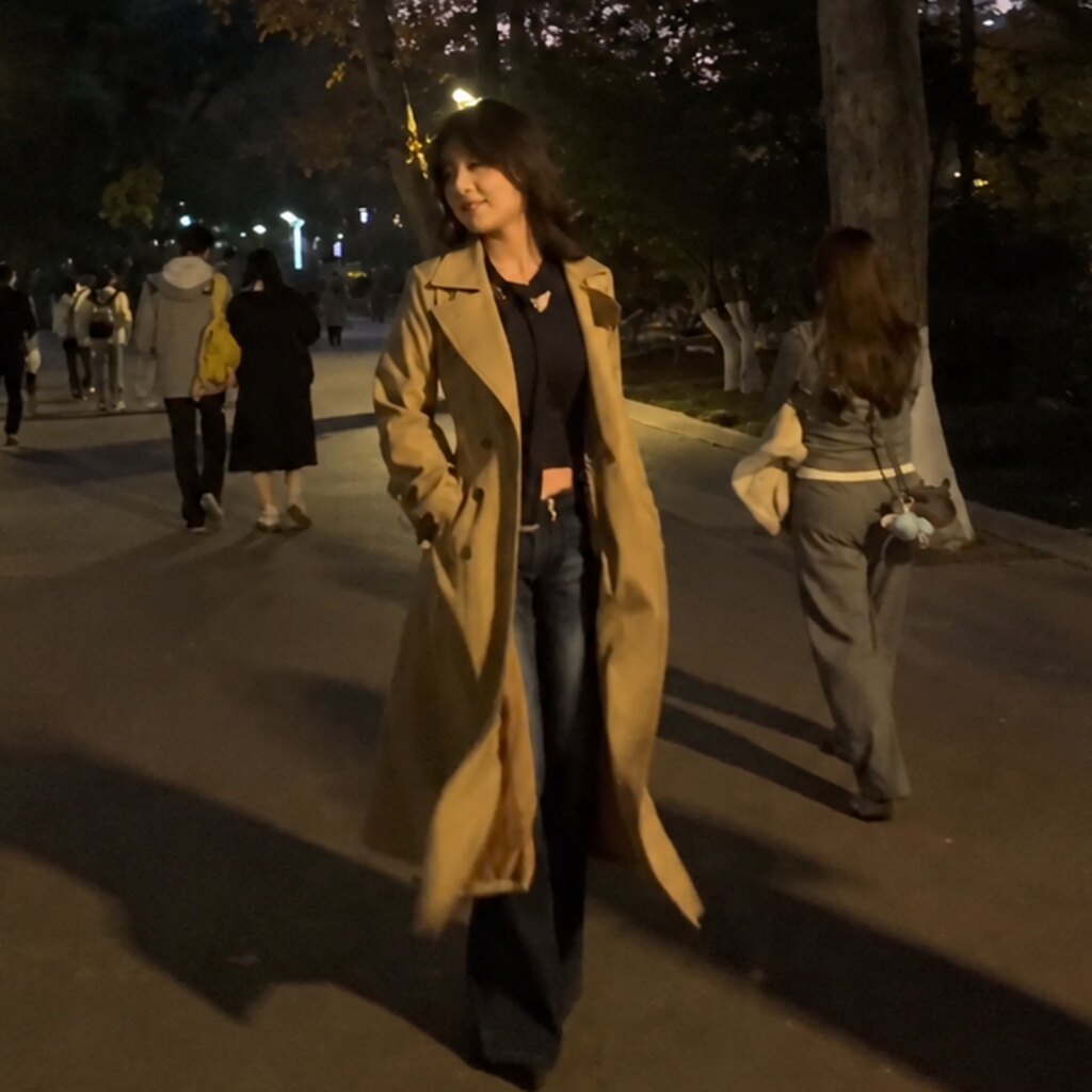 复古双排扣高级感女长款气质风衣