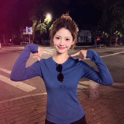 YuUu同款慵懒风圆领修身长袖T恤