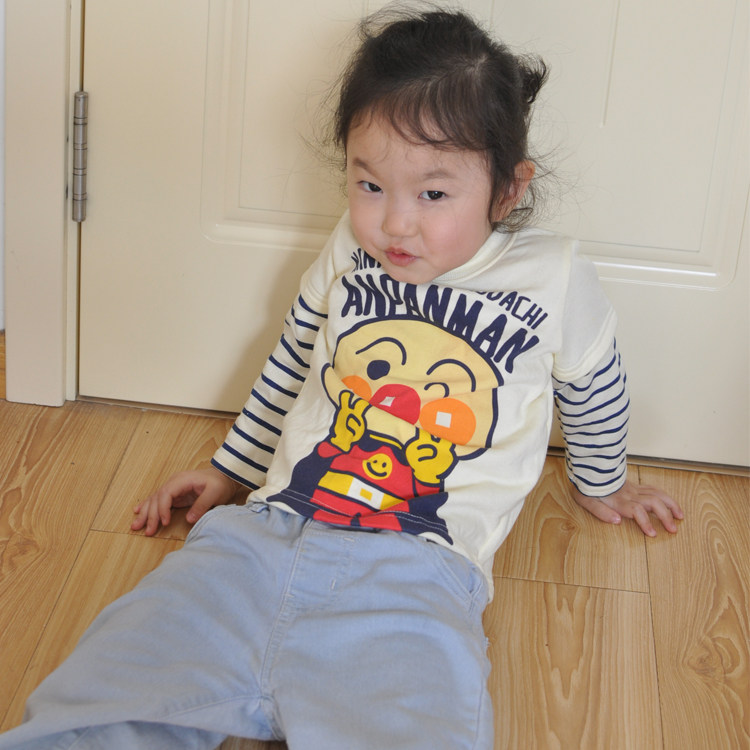 春秋新款男宝女宝毛圈卫衣条纹圆领衫甜美长袖针织儿童洋气打底T