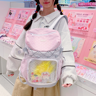 双肩痛包小学生女生可爱学院风波点ins风大容量初中生书包高颜值