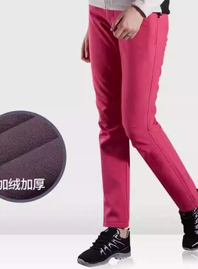 清仓鲨鱼皮软壳裤女款修身登山裤冲锋抓绒户外运动潮流小个子专属