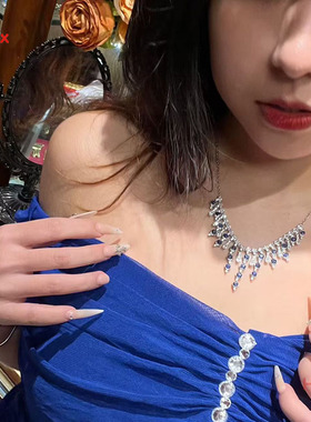 皇家天然蓝宝石流苏项链