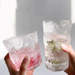 便携冰川玻璃杯单层杯子夏天ins女高颜值啤酒杯好看家用水杯 日式