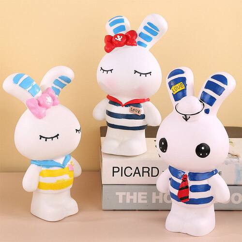 搪胶摔不破存钱罐儿童卡通小兔桌面摆件零钱罐创意可取可存储蓄罐