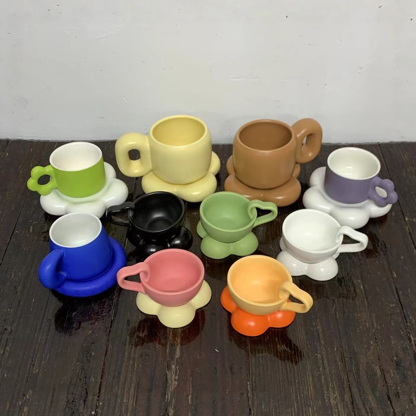 清仓特价北欧创意马卡龙爱心咖啡杯碟套装可爱撞色陶瓷甜品杯配碟,餐饮具,咖啡杯,淘宝优惠券,粉丝福利购,淘宝优惠卷