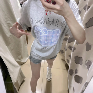 T恤女夏日ootd穿搭少女2025新款 kitty猫重磅纯棉短袖 学生宽松上衣