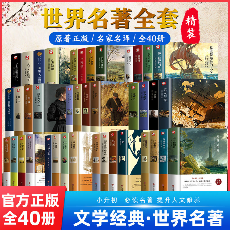 世界名著全套 简爱书籍 巴黎圣母院 基督山伯爵 悲惨世界书 飘 傲慢与偏见全40册正版原著文学经典小说必读中学生初中生课外阅读