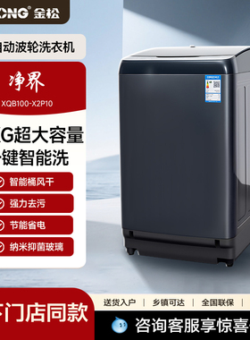 金松波轮洗衣机大容量家用租房公寓全自动10kg小型XQB100-X2P10