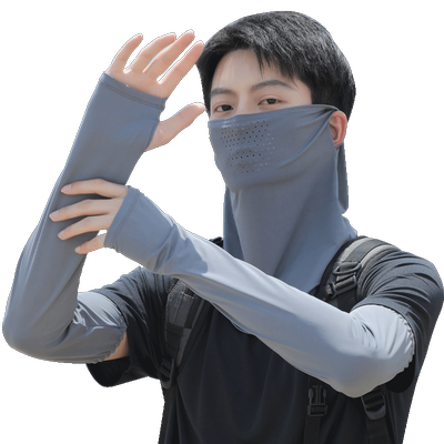 防晒男冰丝面罩男款围脖焊工夏季脖子专用男士遮全脸头巾护颈脖套