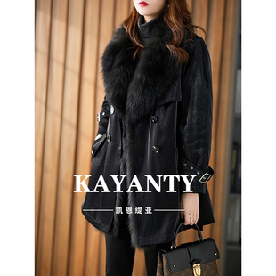 高级感皮草大衣厚外套 KAYANTY狐狸毛派克服女中长款 冬季 新款 韩版