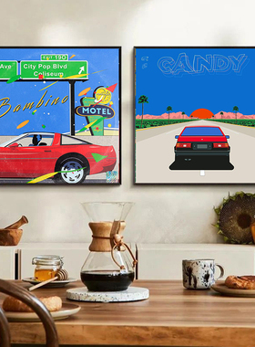 日式客厅装饰画卧室玄关挂画citypop专辑封面现代潮流卡通ins壁画