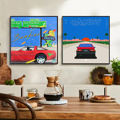 citypop专辑封面现代卡通装饰画