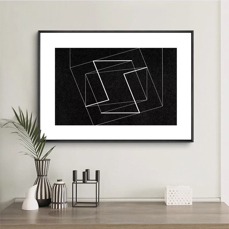 黑白现代简约抽象线条装饰画办公室客厅挂画北欧餐厅软装色块玄关图片