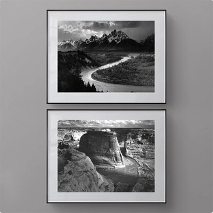 安塞尔·亚当斯黑白摄影装饰画ansel_adams_自然风景简约书房壁画