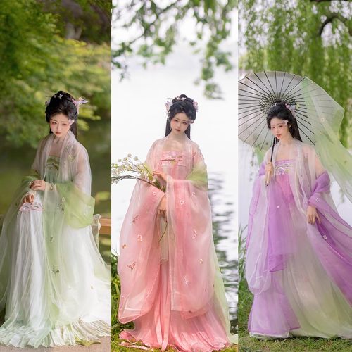 新款原创【小花神】汉服重工刺绣齐胸唐制大袖古风诃子裙超仙套装