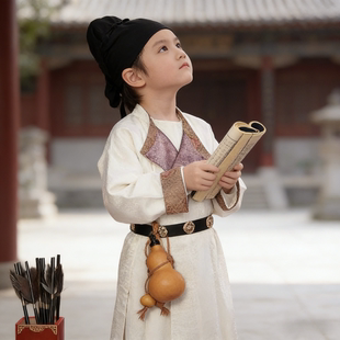 儿童汉服唐朝长安三万里李白服装圆领袍古装唐装诗人男童春季新款