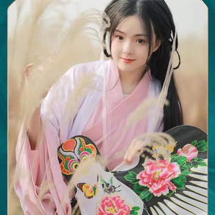 【洛仙】粉色直裾大袖衫汉服飘逸超仙古风温柔仙气古装女素雅夏季