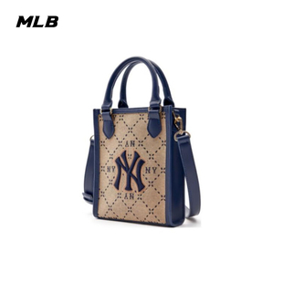 MLB菱格老花拆卸肩带棉托特包购物袋单肩斜挎手提包迷你7ACRMD93N
