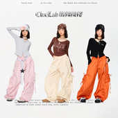 美式 CBXLAB儿童街舞潮牌褶皱微闪JAZZ工装 长裤 甜酷活力休闲运动潮