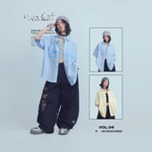 CBXLAB儿童街舞潮牌透气细格嘻哈宽松衬衣美式 街头hiphop跳舞运动