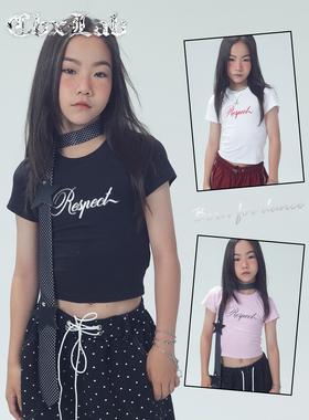 CBXLAB儿童街舞潮牌活力修身JAZZ短袖美式爵士舞柔软短款运动T恤