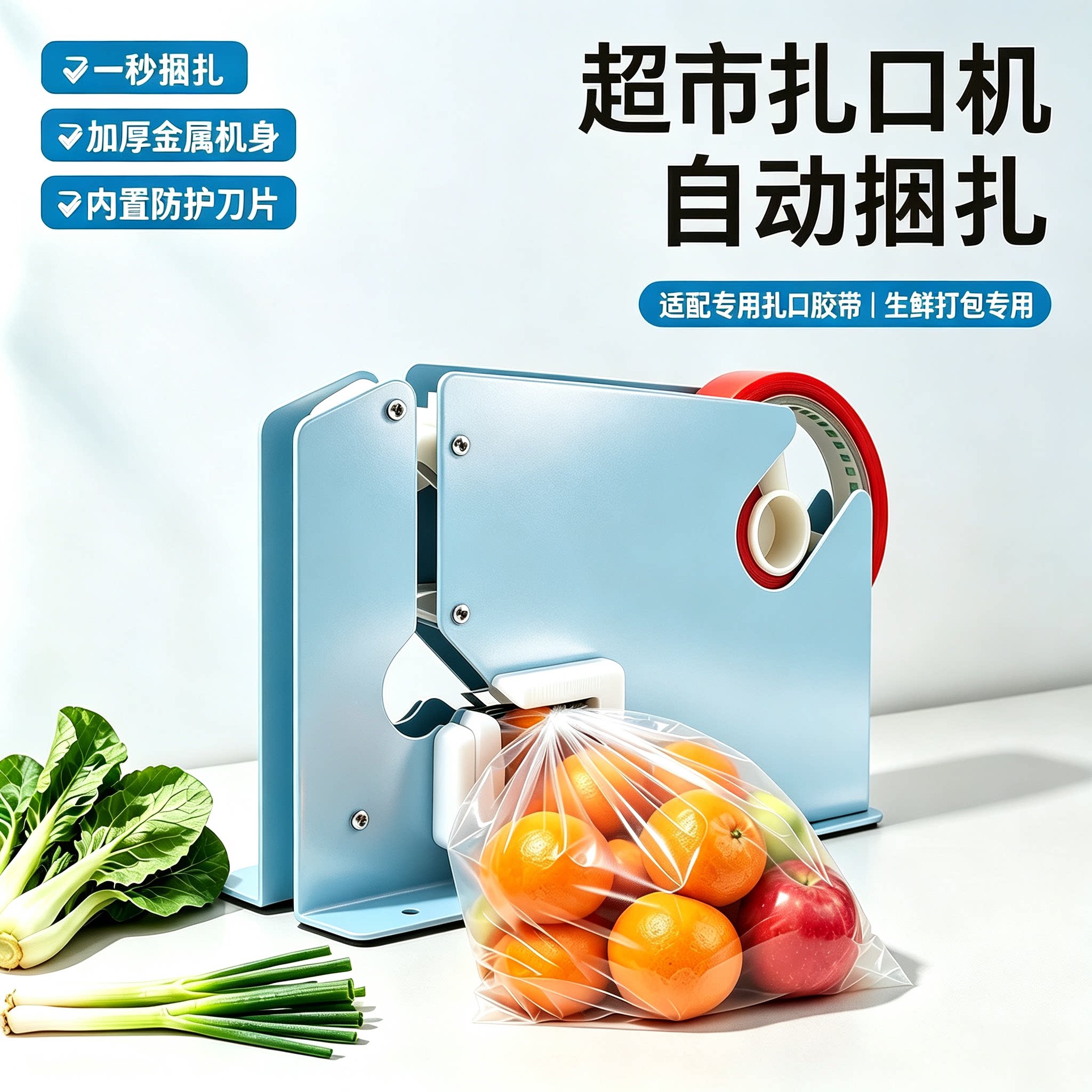 超市扎口机连卷袋打包封口机