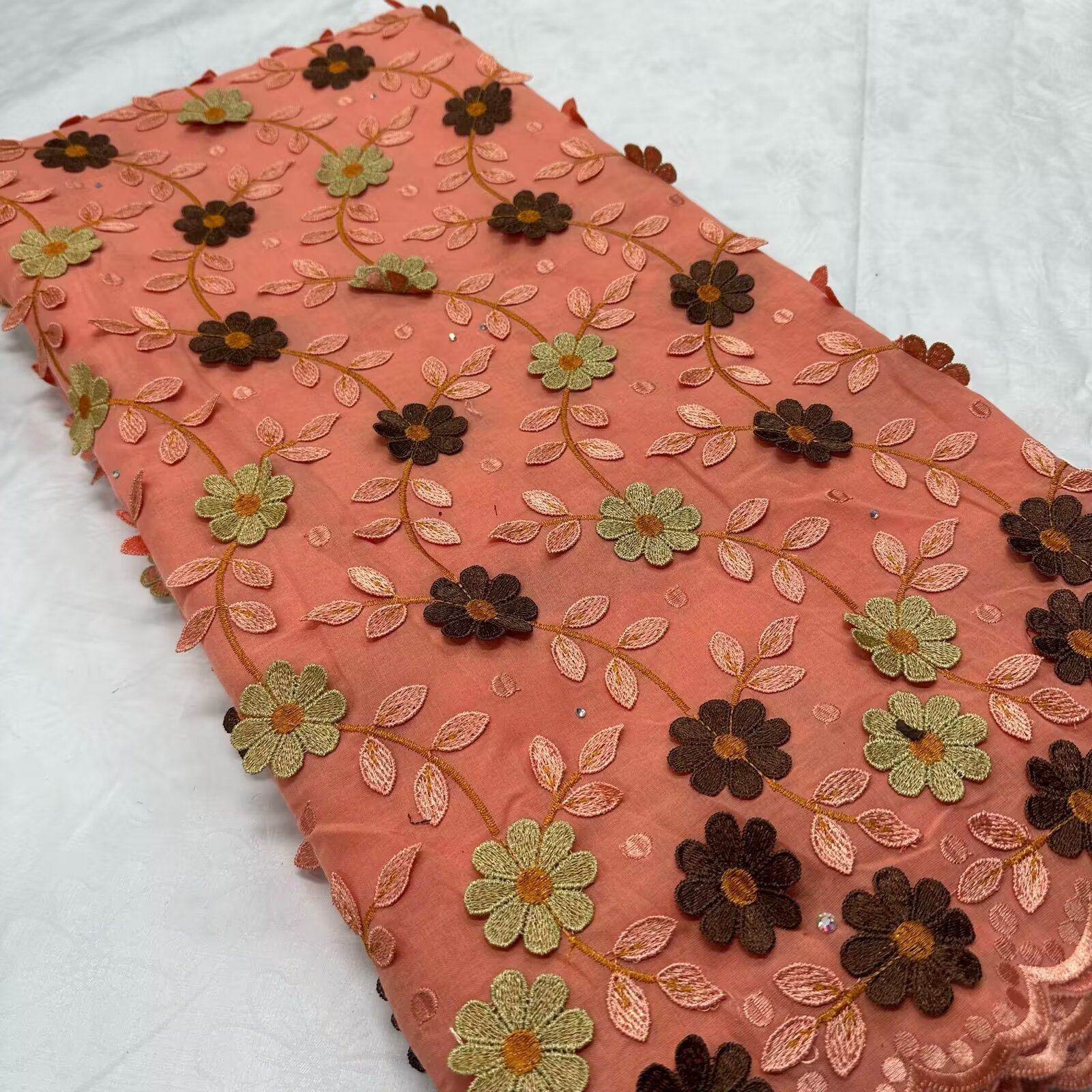 5yards全水溶高档棉布3D立体绣手感舒适柔软棉布面料cotton lace