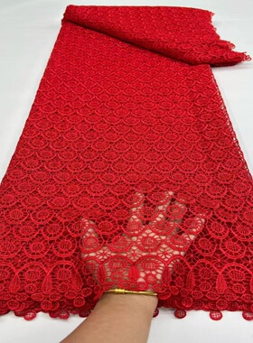 跨境新款高品质水溶绣花布料镂空蕾丝面料礼服面料guipure lace