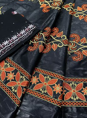 5+2码外贸宽幅高质量全棉绣花非洲民族风服饰布料 bazin cotton