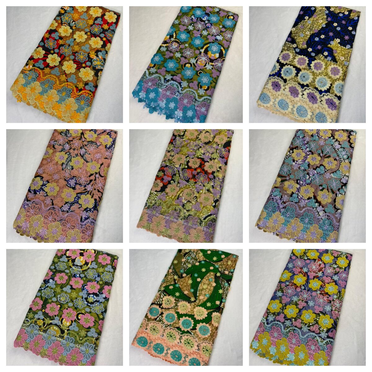 New design 5yards lace 非洲烫金腊布立体贴花蕾丝面料wax