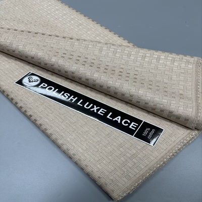 POLISH LUXE LACE 100%棉蕾丝面料编织纹理贡缎布料cotton lace