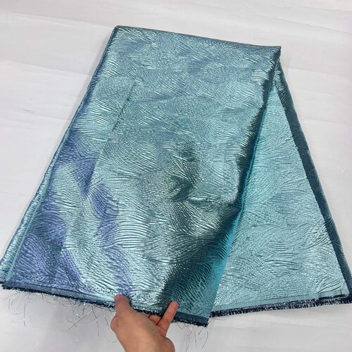 新款纯色提花欧根纱面料金属丝织金女装连衣裙布料brocade lace