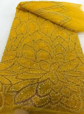 新款黄色珠管珠片绣泡珠绣蕾丝花边辅料婚纱礼服亮片面料beads