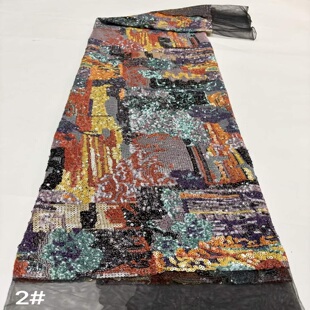 重工彩色亮片刺绣网纱珠片绣花布料婚纱礼服服装面料sequins lace