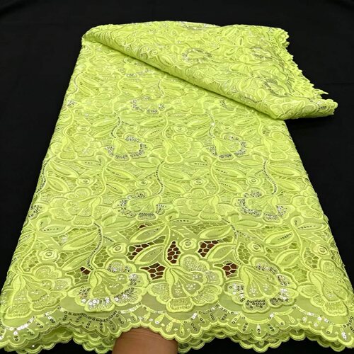 高档水溶蕾丝刺绣亮片花边面料礼服连衣裙服装布料guipure lace