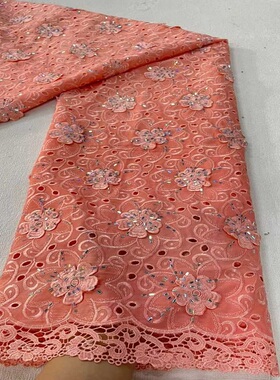 高档水溶蕾丝加钻刺绣立体花朵面料礼服连衣裙布料guipure lace