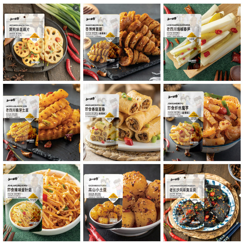 知味客莲藕豆卷金针菇酱干黄瓜烤面筋臭豆腐春笋芒果凤梨黄桃麻薯