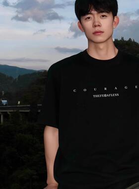 2025新款美式潮牌小众短袖t恤男夏季重磅纯棉半袖体恤宽松上衣ins