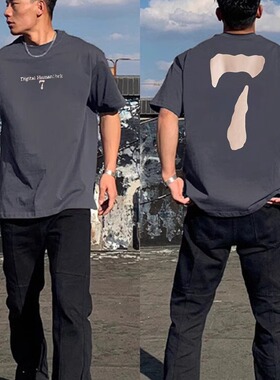 深灰色重磅纯棉短袖t恤男生宽松2025新款夏季美式潮牌体恤上衣服