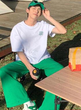 创意印花白色纯棉短袖t恤男内搭2025春新款美式重磅上衣男生潮牌