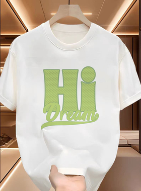 白色美式潮牌男生短袖t恤夏季2025新款重磅纯棉设计感宽松潮流